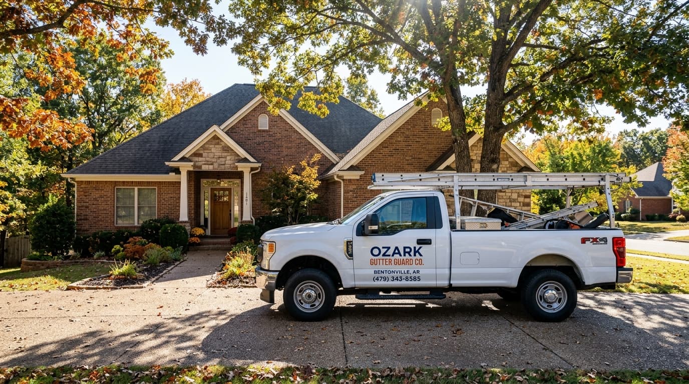 Ozark Gutter Guard Co. installation crew at Northwest Arkansas jobsite