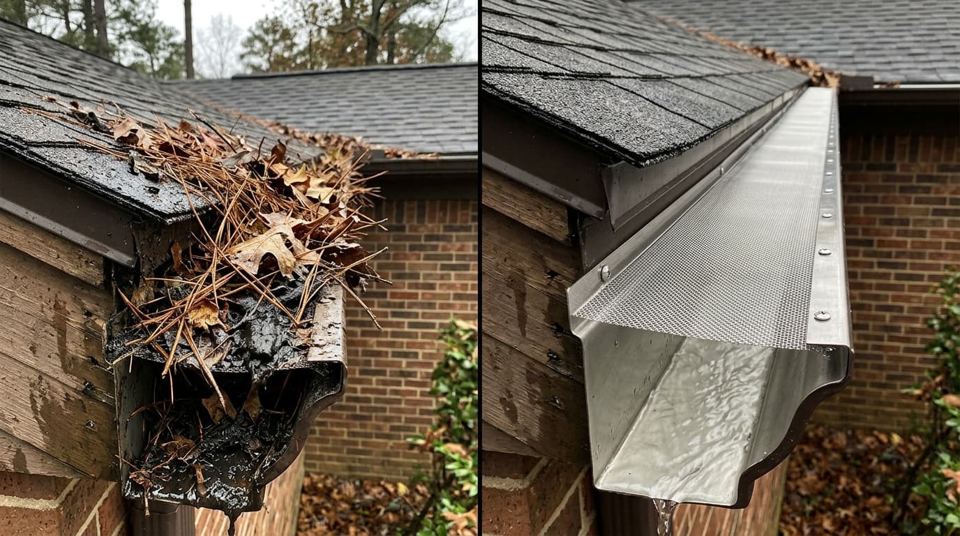 Split-Screen Before & After: Pine Needle Remediation